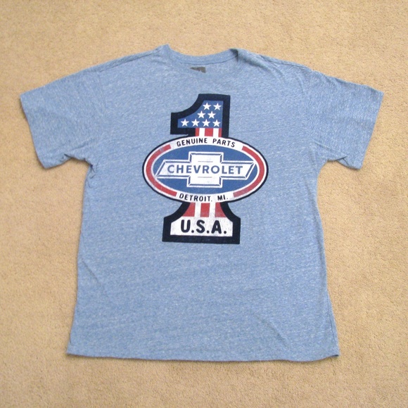 Chevrolet Genuine Parts Graphic T-Shirt Mens Size L Blue GM General Motors - Picture 1 of 4